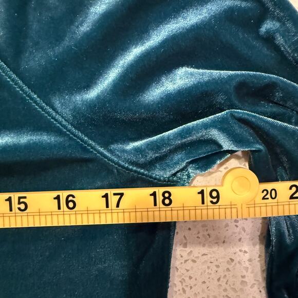 Aerie Teal Blue Velvet Long Sleeve Women Medium Soft Lounge Holiday Y2K Velour - Picture 6 of 7